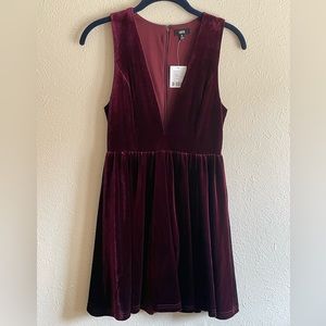 Lucca Urban Outfitters Wine Red Velour Mini Dress